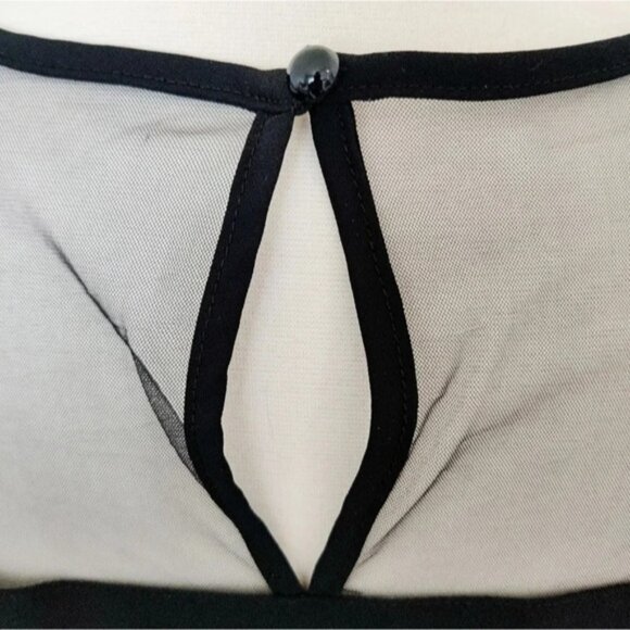 SheIn| Black Sheer Neckline Blouse - Picture 8 of 8